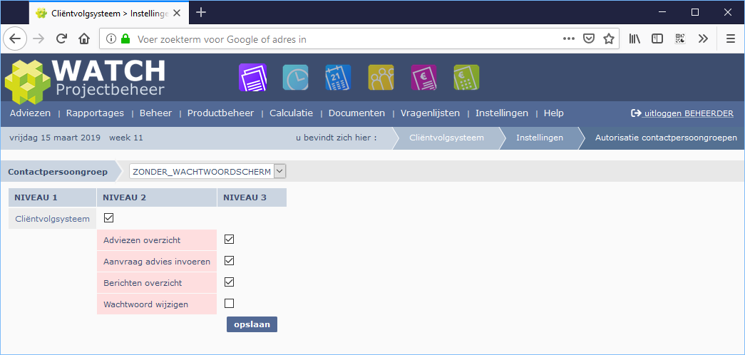 contactpersoongroepen autorisatie