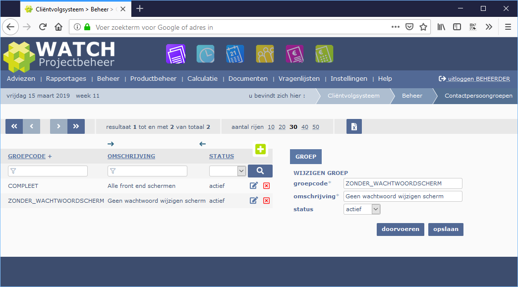 contactpersoongroepen beheren
