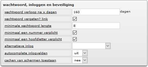 watchwoord instellingen