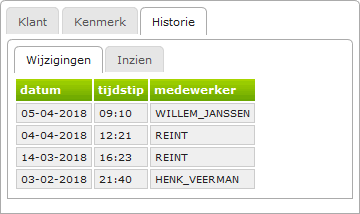 Wijzigingen log overzicht